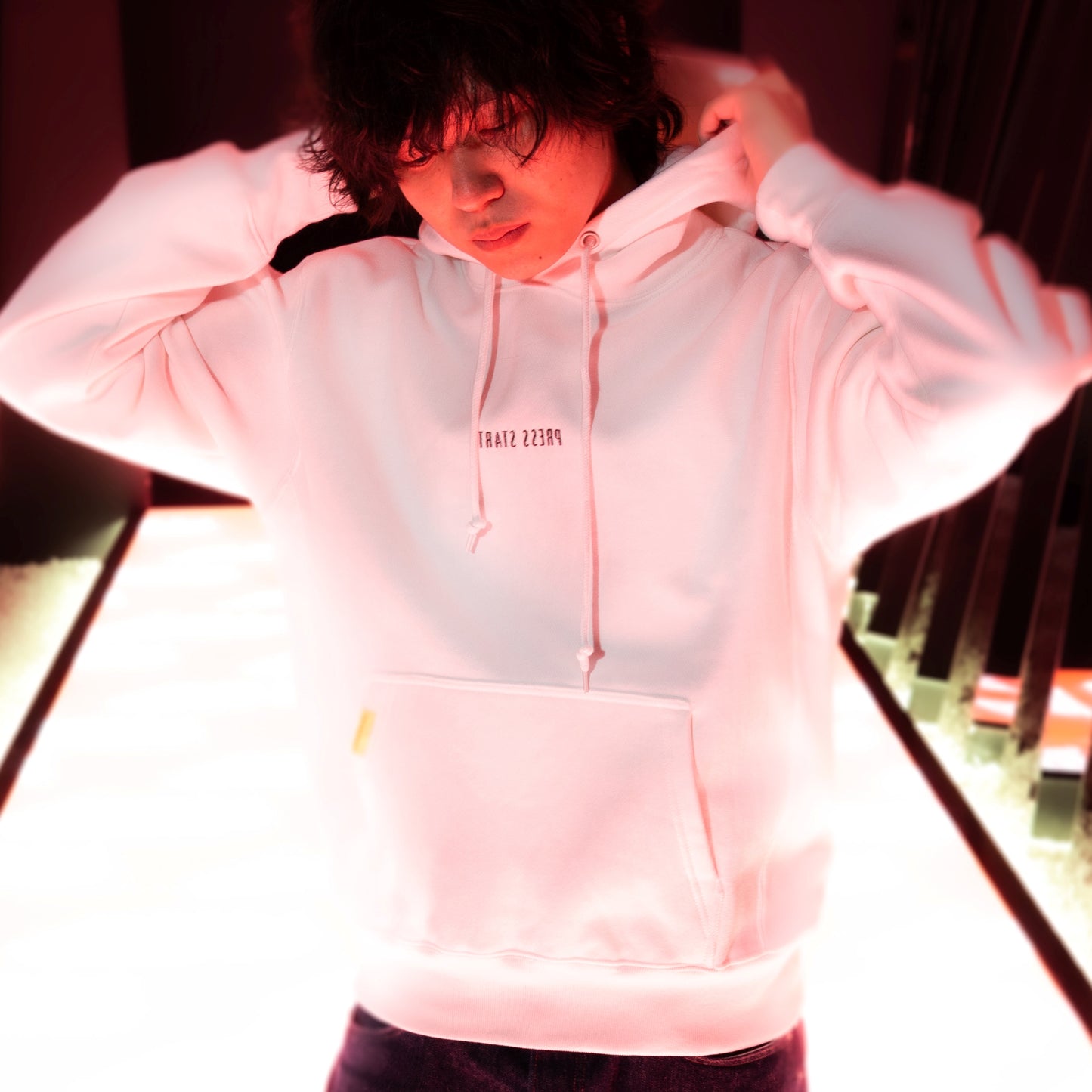 Press Start Heavy Weight Hoodie (White)Model : Takaya Special