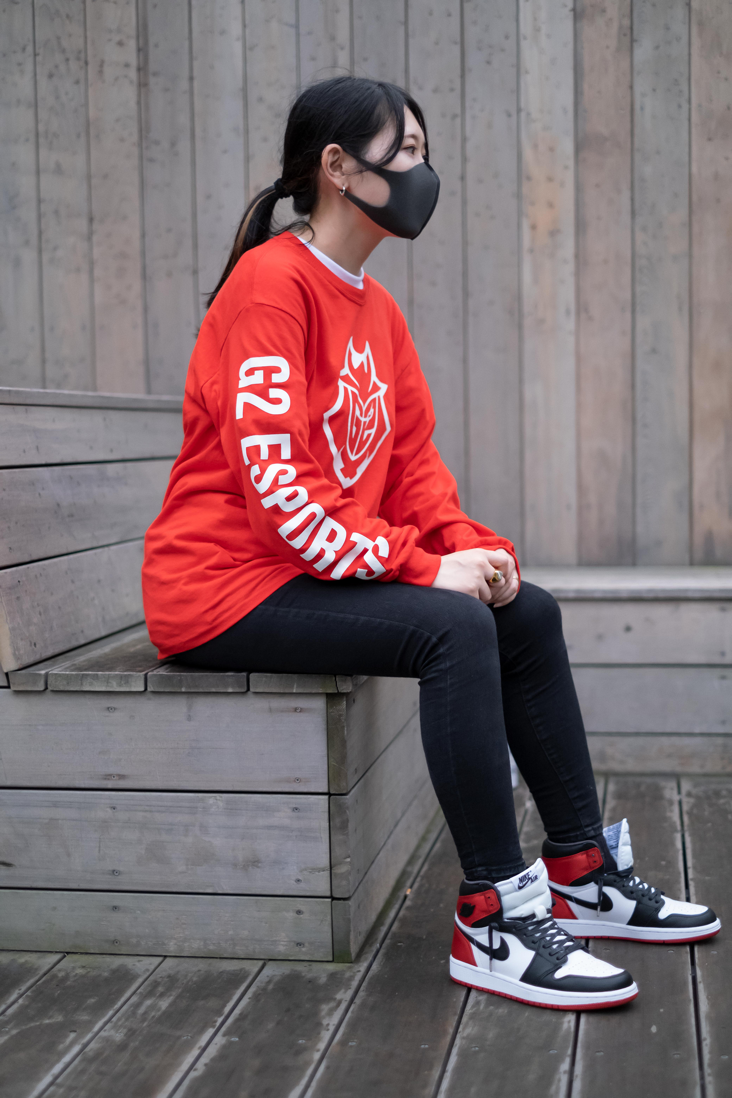 G2 Esports エッセンシャル ロングスリーブ Tシャツ(レッド)