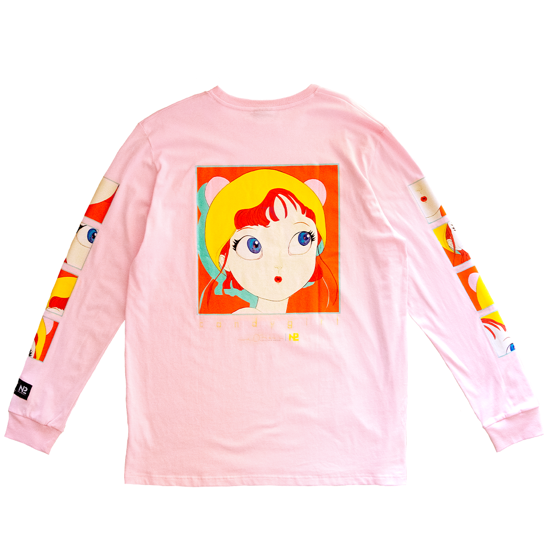 【N2 x Yoshitaka Amano】キャンディガール　ロングスリーブシャツ　ピンク
